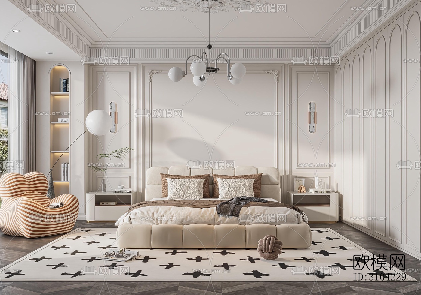 法式卧室效果图下载（渲染图2）