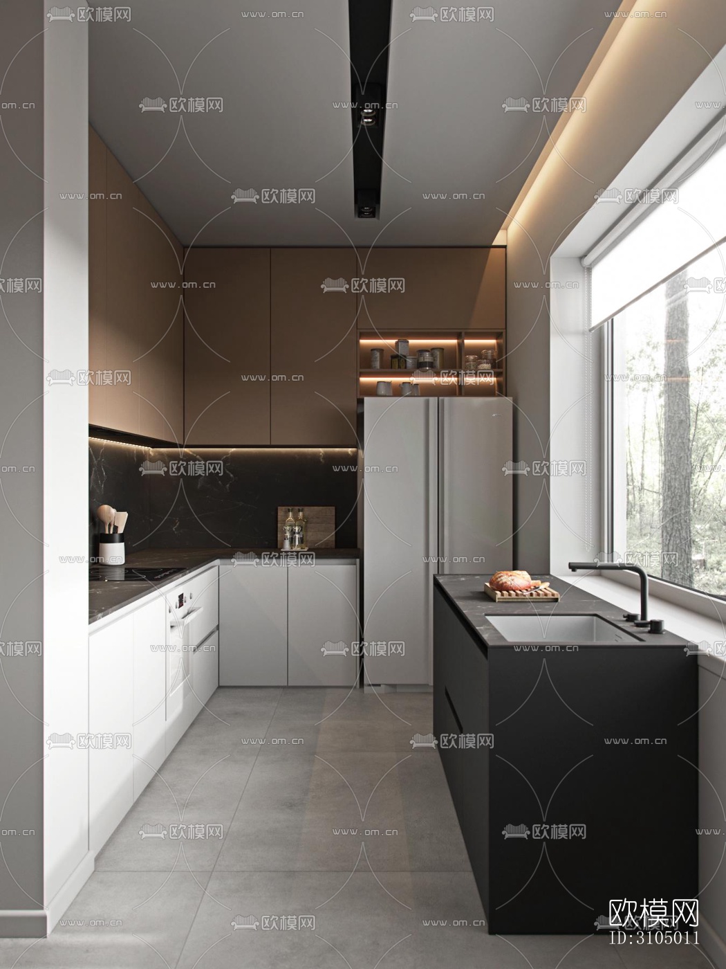 现代厨房效果图下载（渲染图3）