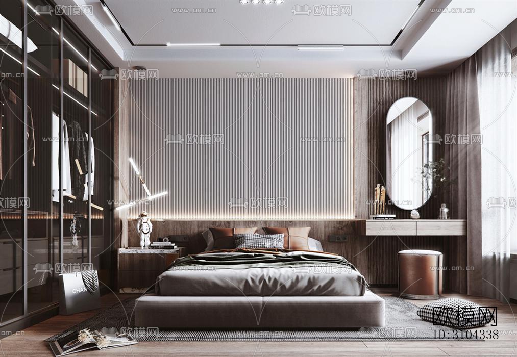 现代卧室效果图下载（渲染图3）