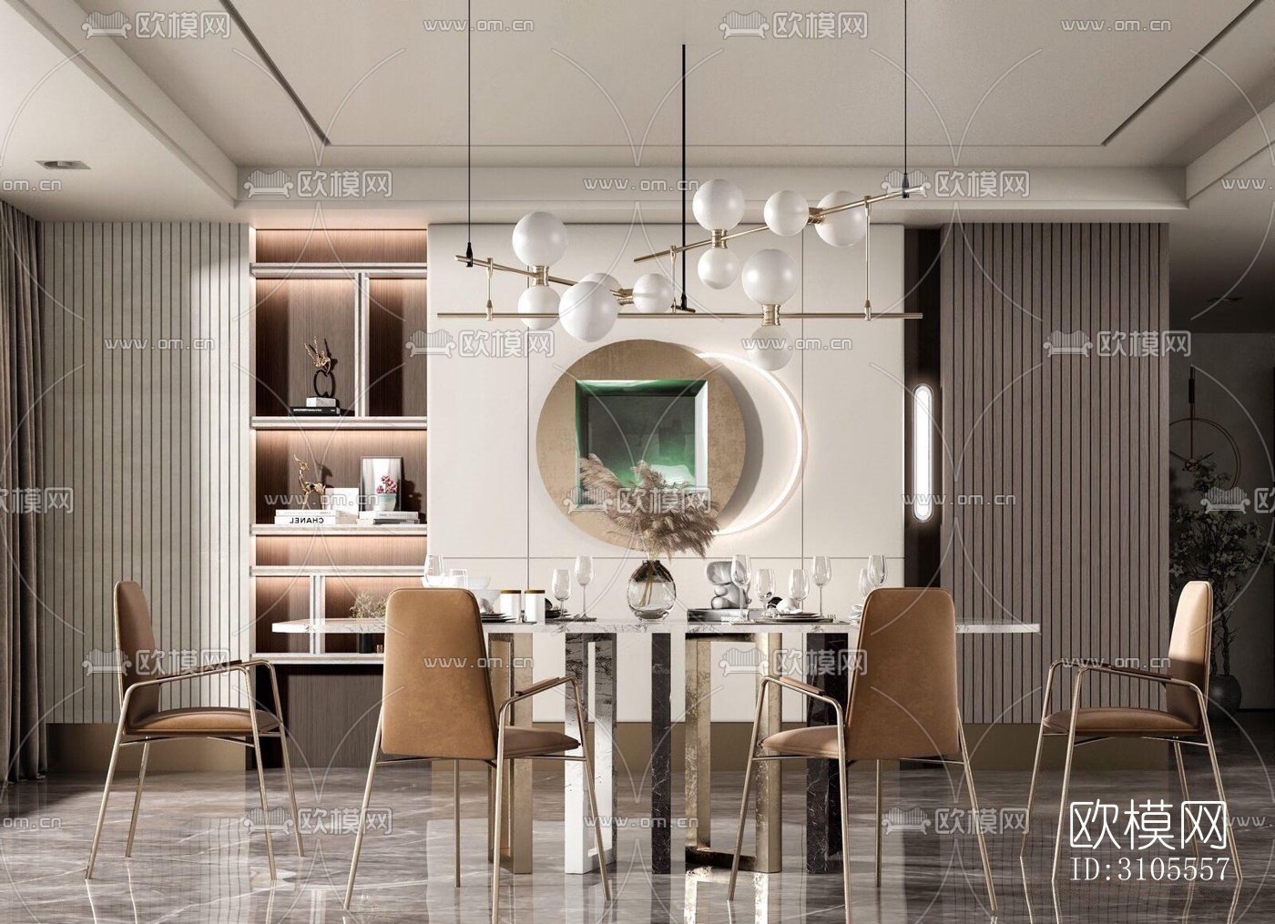 现代餐厅效果图下载（渲染图2）