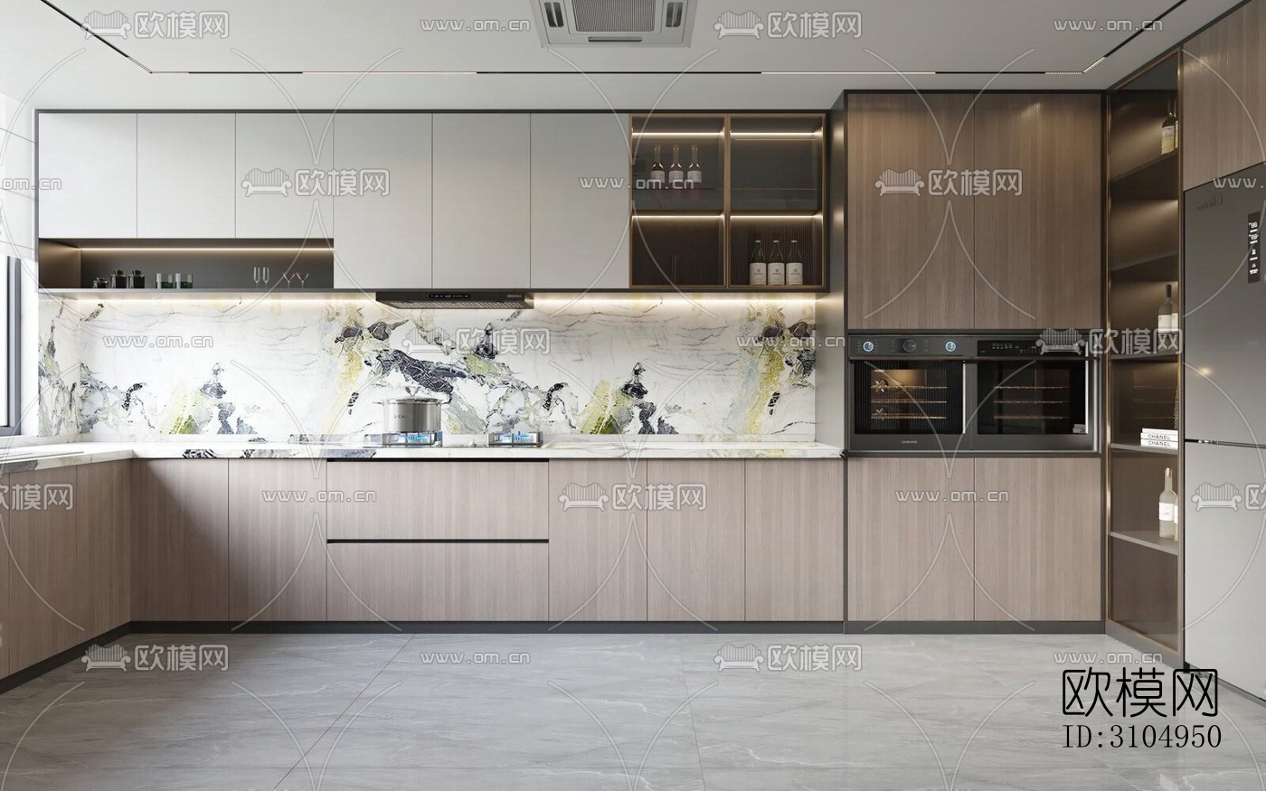 现代厨房效果图下载（渲染图4）