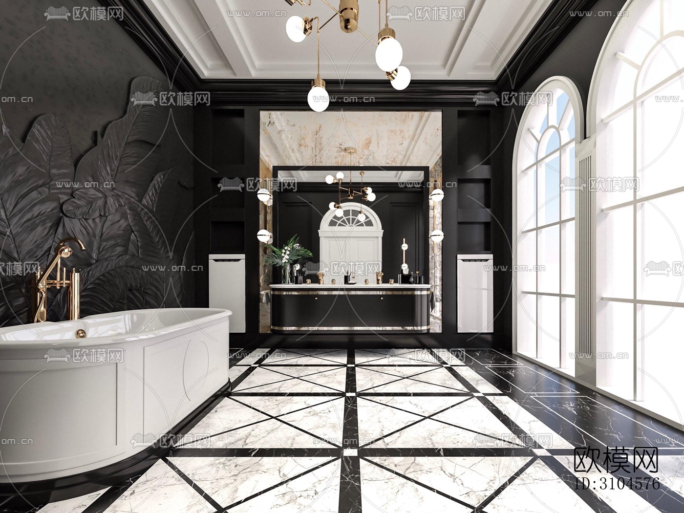 法式卫生间效果图下载（渲染图2）