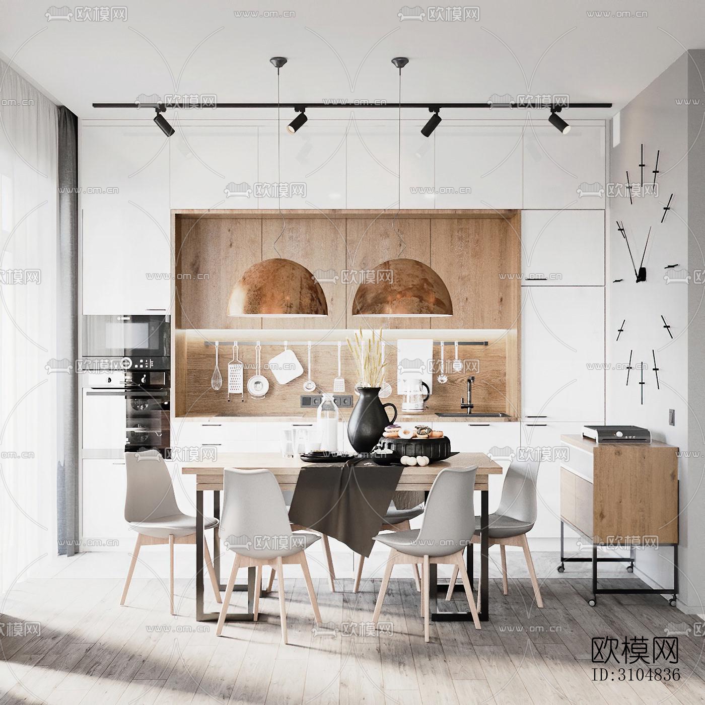 北欧厨房效果图下载（渲染图2）