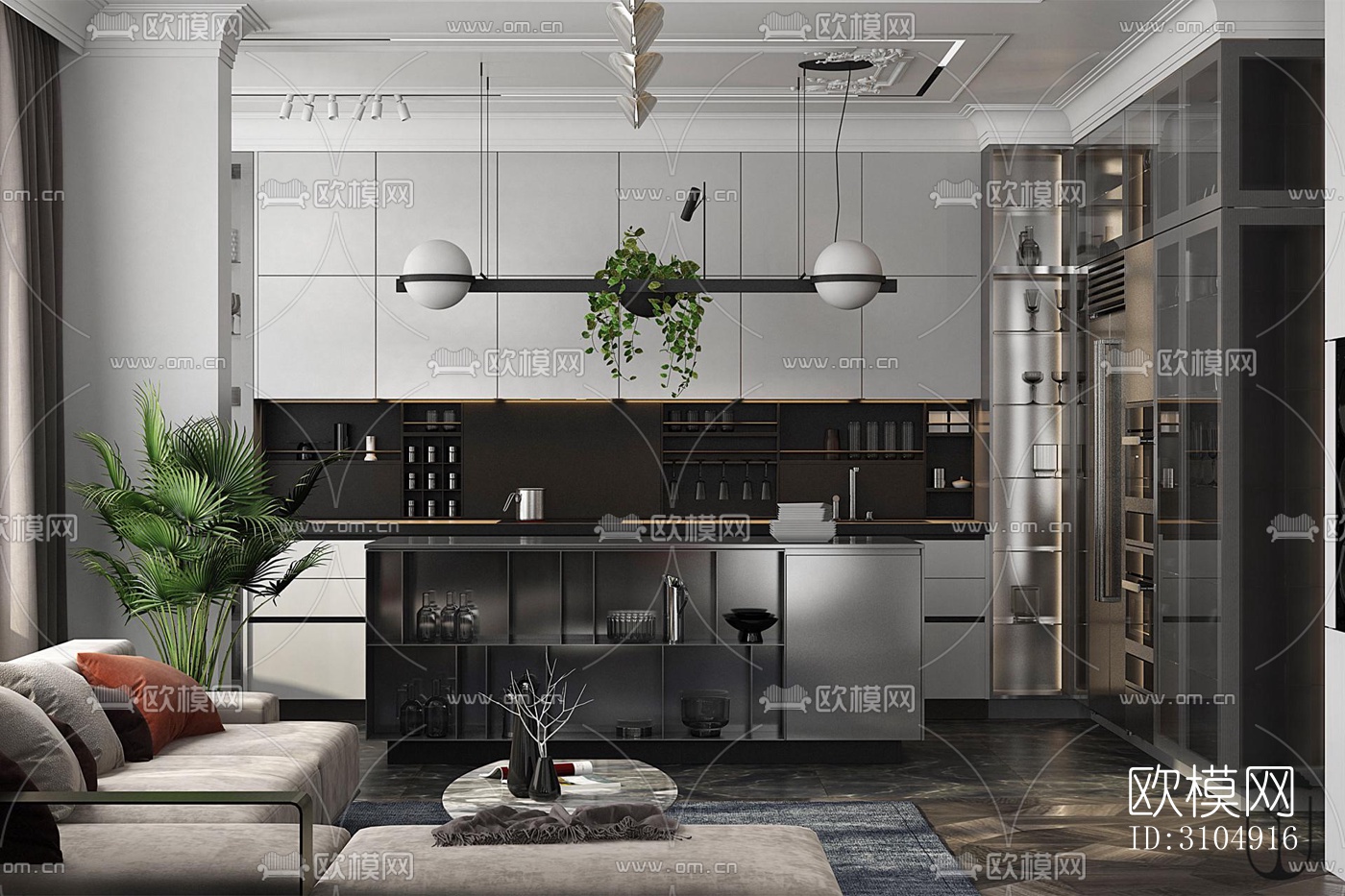 欧式厨房效果图下载（渲染图6）