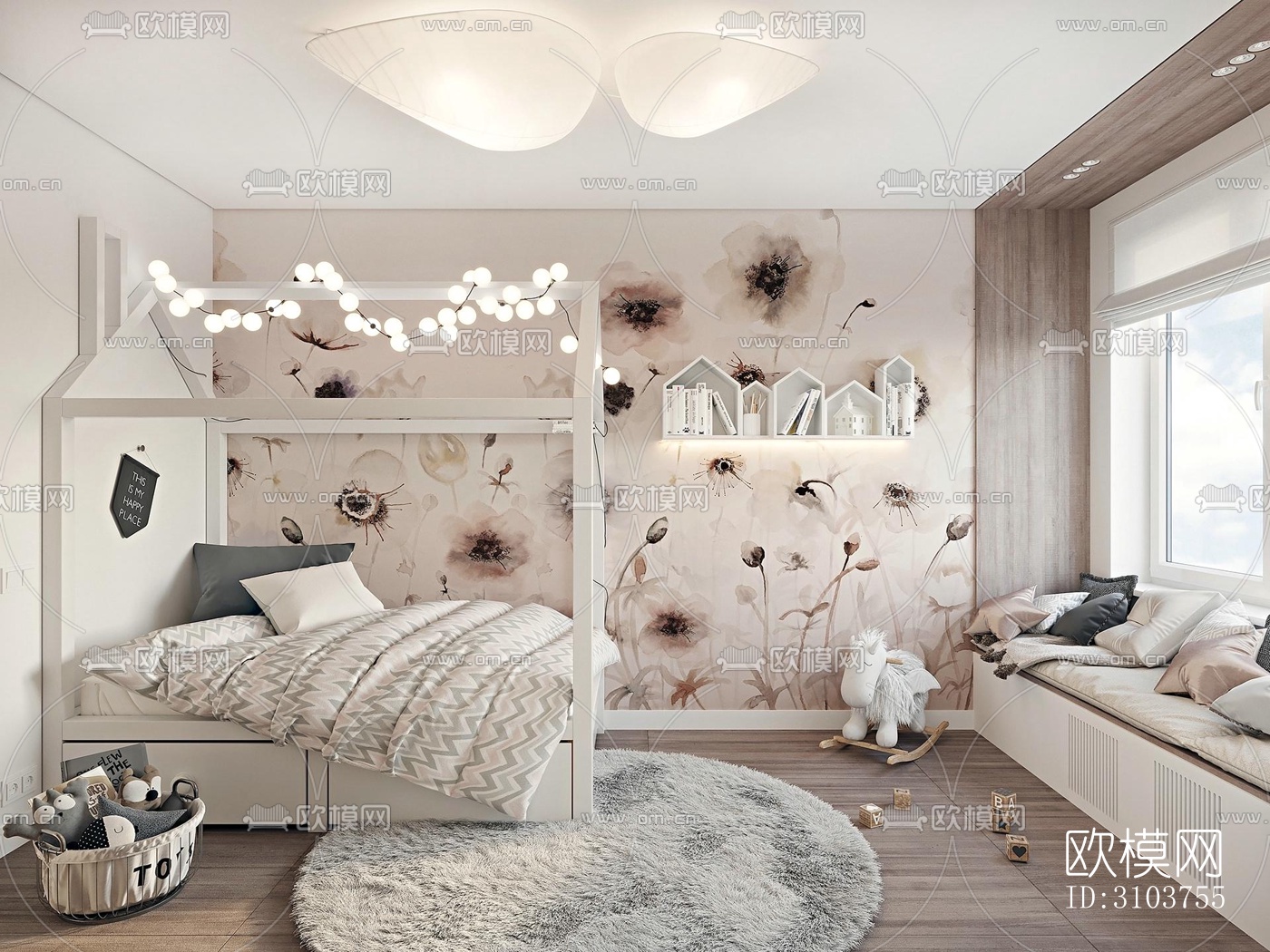 北欧儿童房效果图下载（渲染图4）