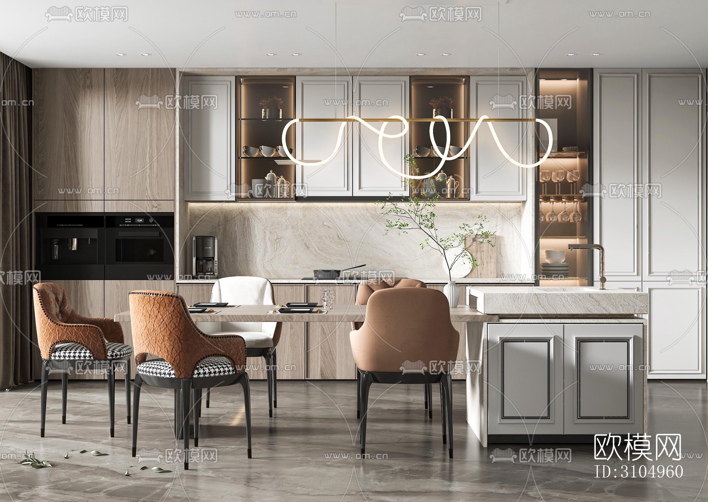 现代厨房效果图下载（渲染图2）