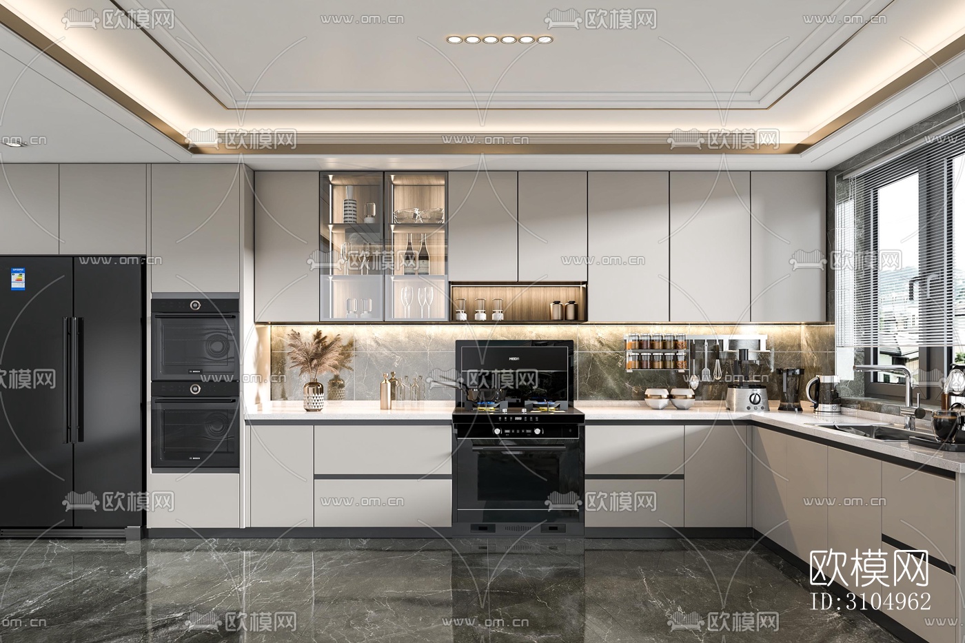 现代厨房效果图下载（渲染图5）