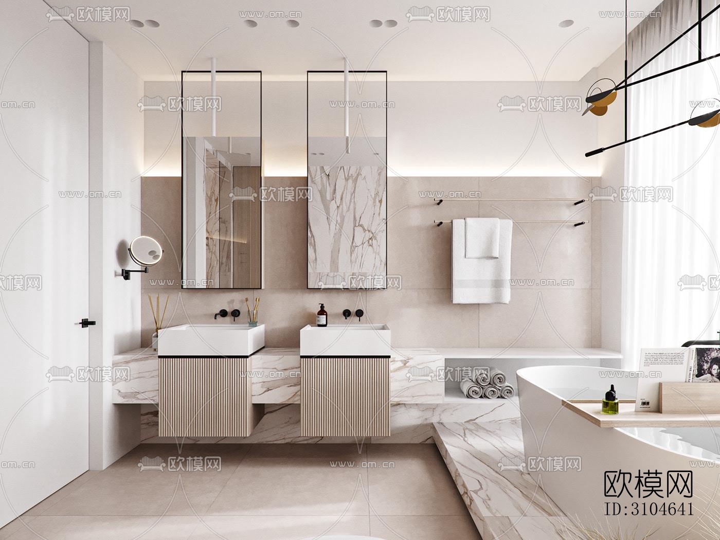 现代卫生间效果图下载（渲染图3）