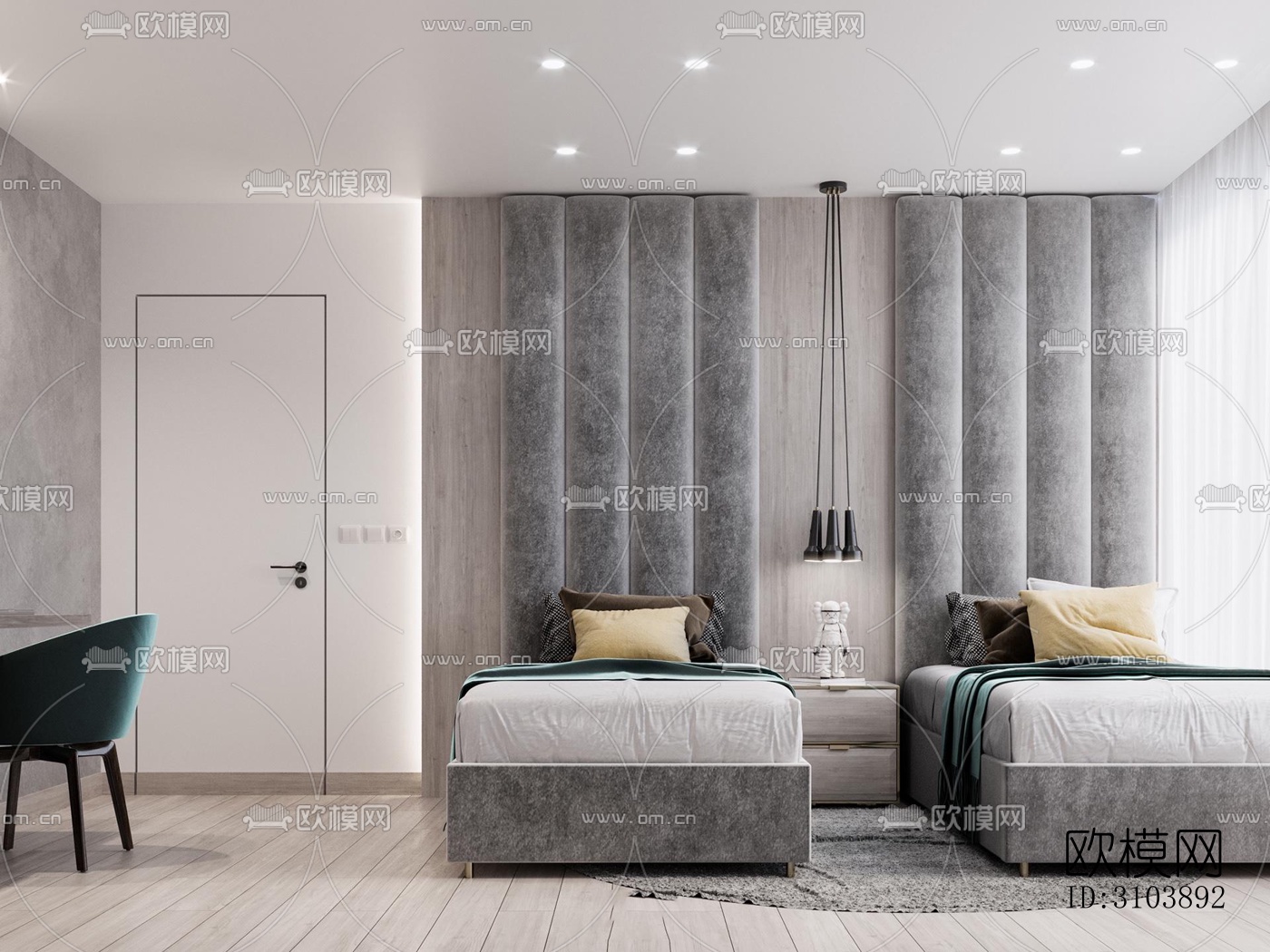 北欧儿童房效果图下载（渲染图2）