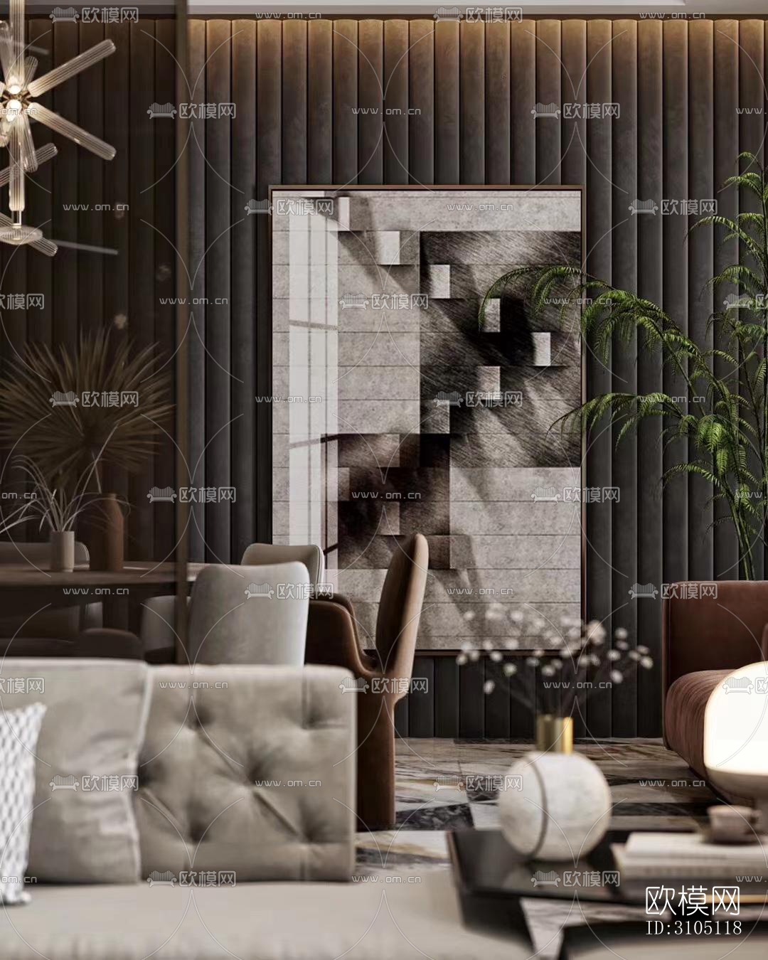 现代平层效果图下载（渲染图1）