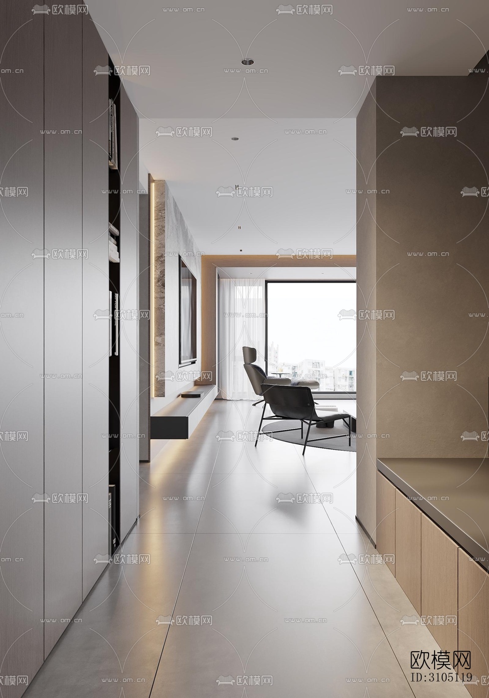 现代平层效果图下载（渲染图3）