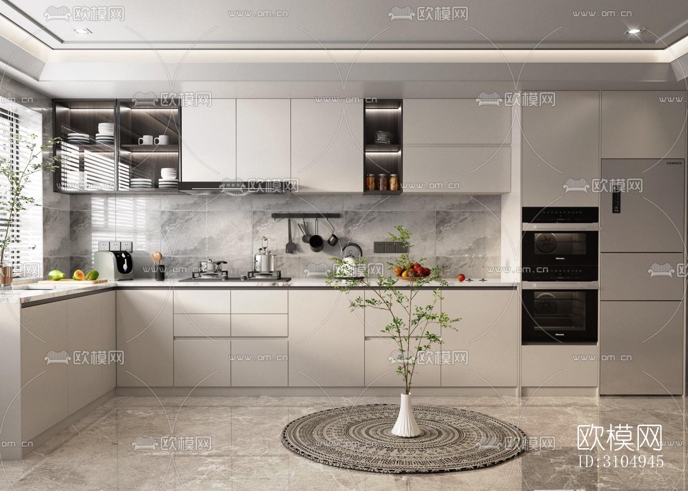 现代厨房效果图下载（渲染图4）