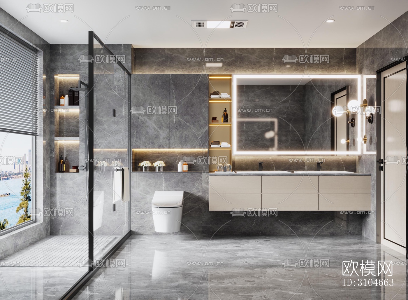 现代卫生间效果图下载（渲染图5）