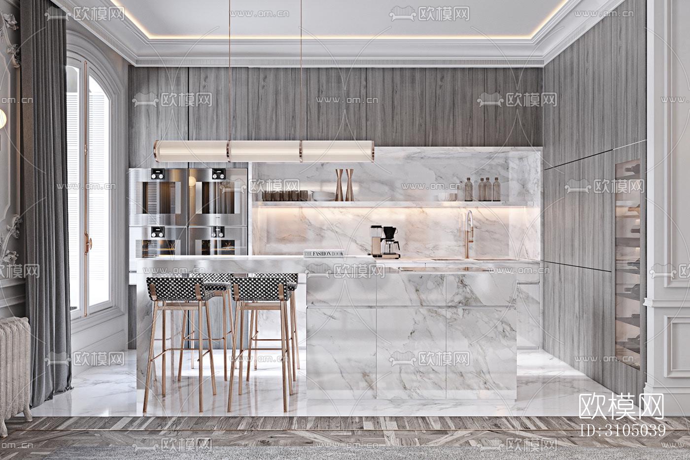 现代厨房效果图下载（渲染图3）