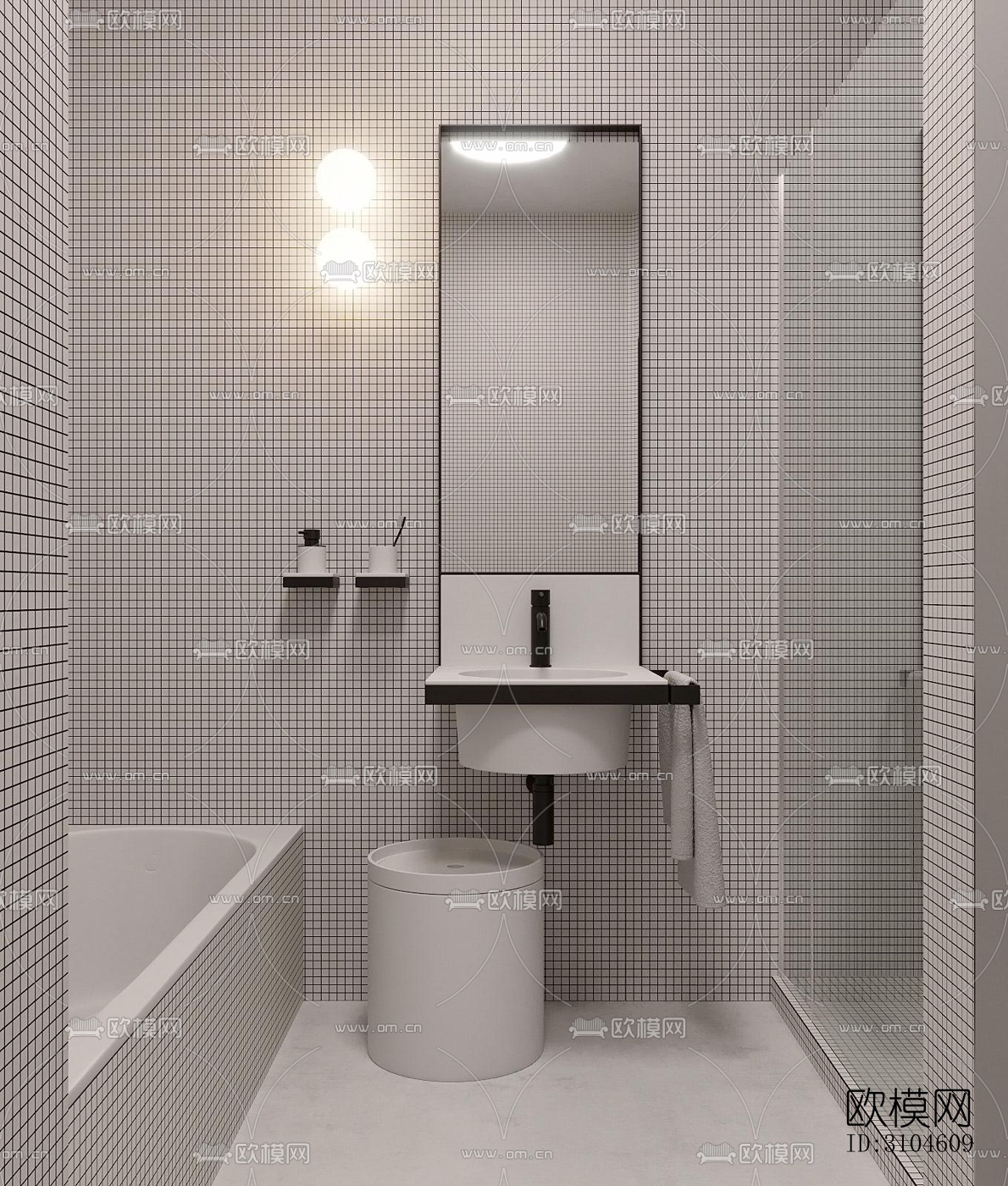 现代卫生间效果图下载（渲染图4）