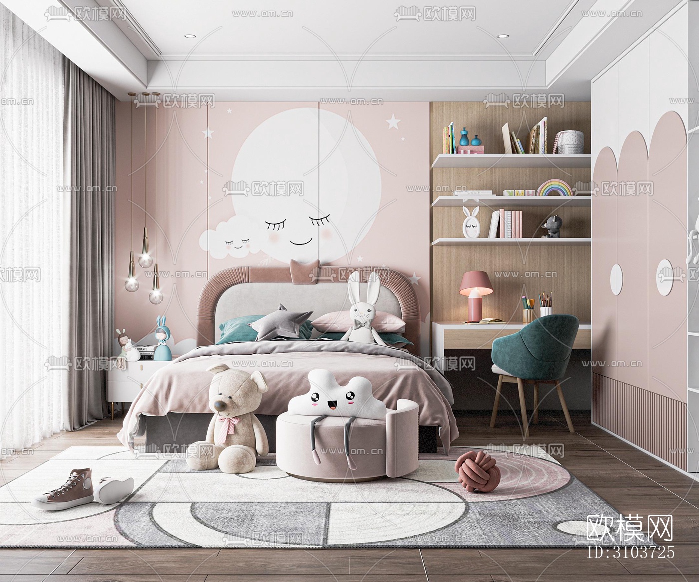 北欧儿童房效果图下载（渲染图4）