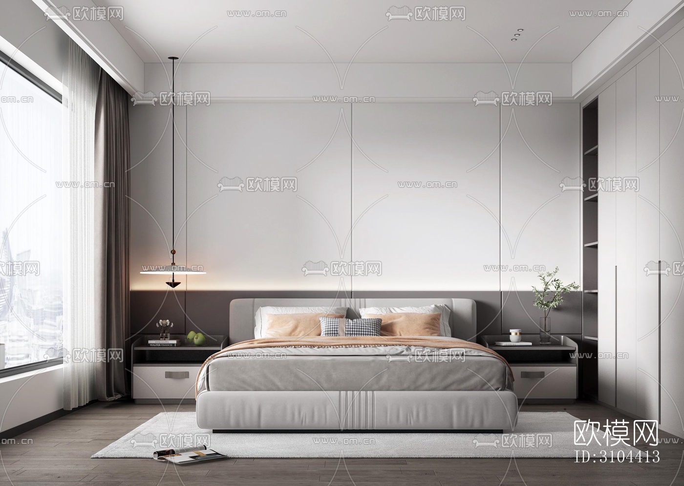 现代卧室效果图下载（渲染图2）