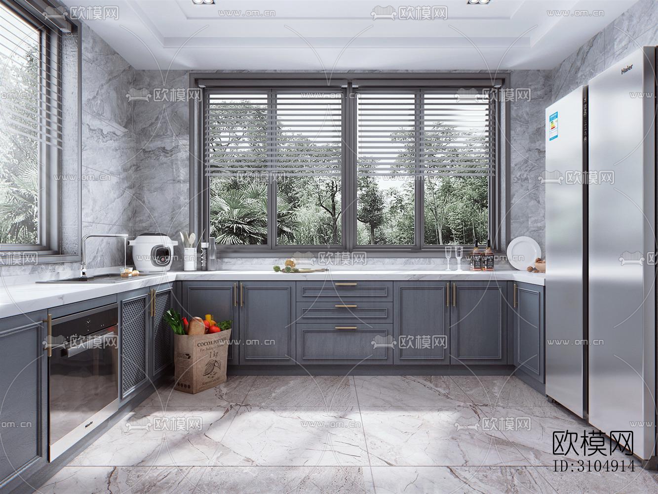 欧式厨房效果图下载（渲染图4）