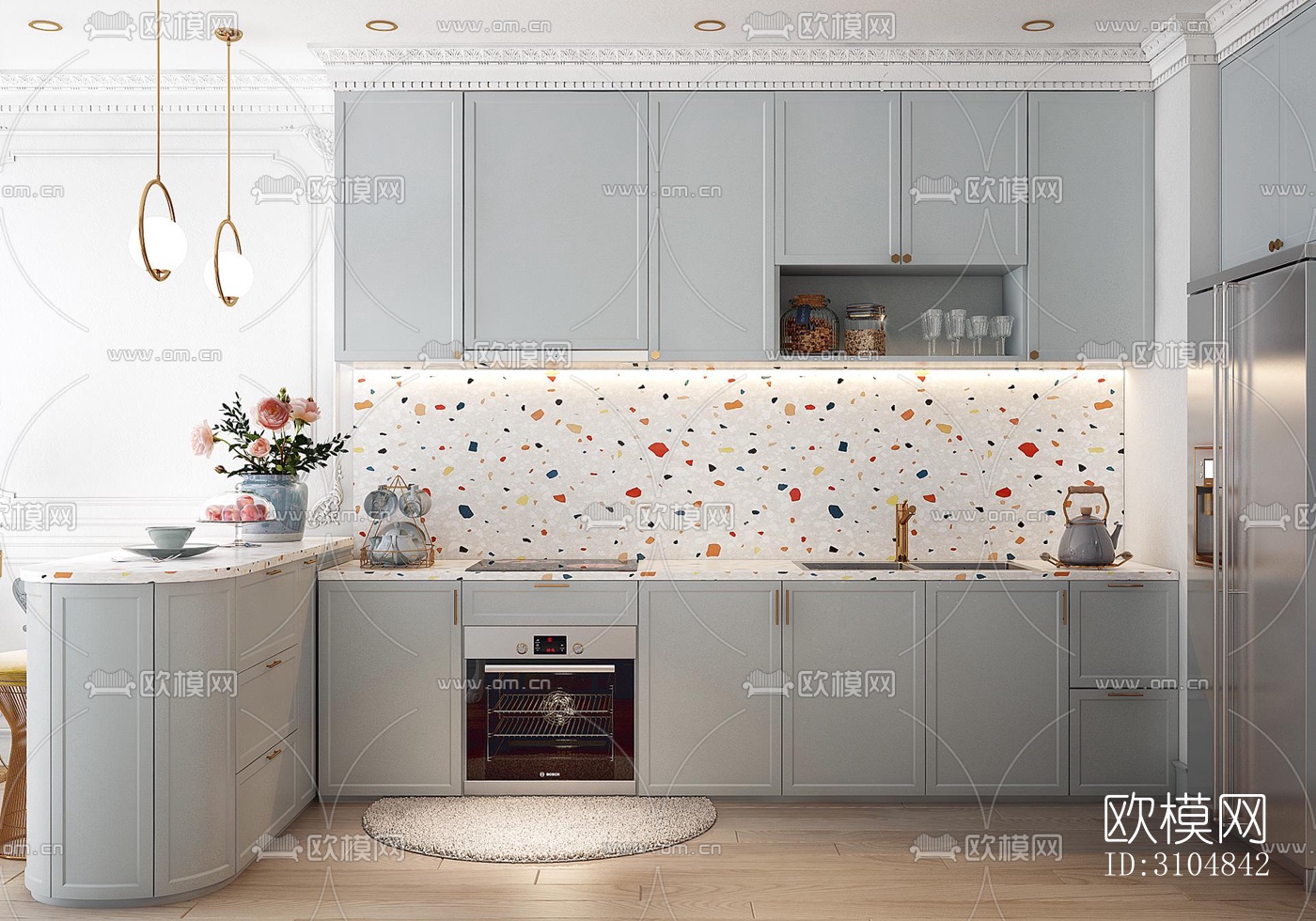 北欧厨房效果图下载（渲染图3）