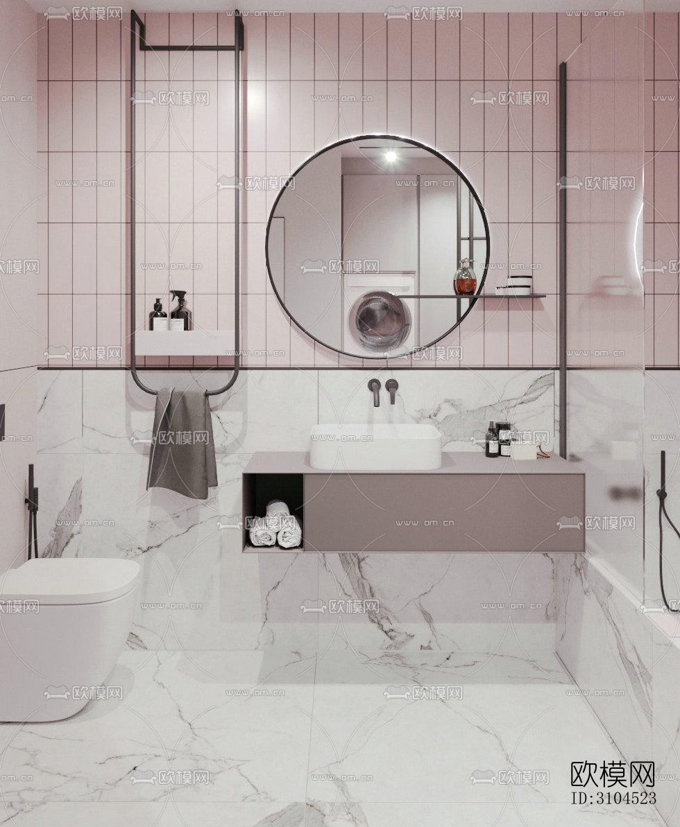 北欧卫生间效果图下载（渲染图1）