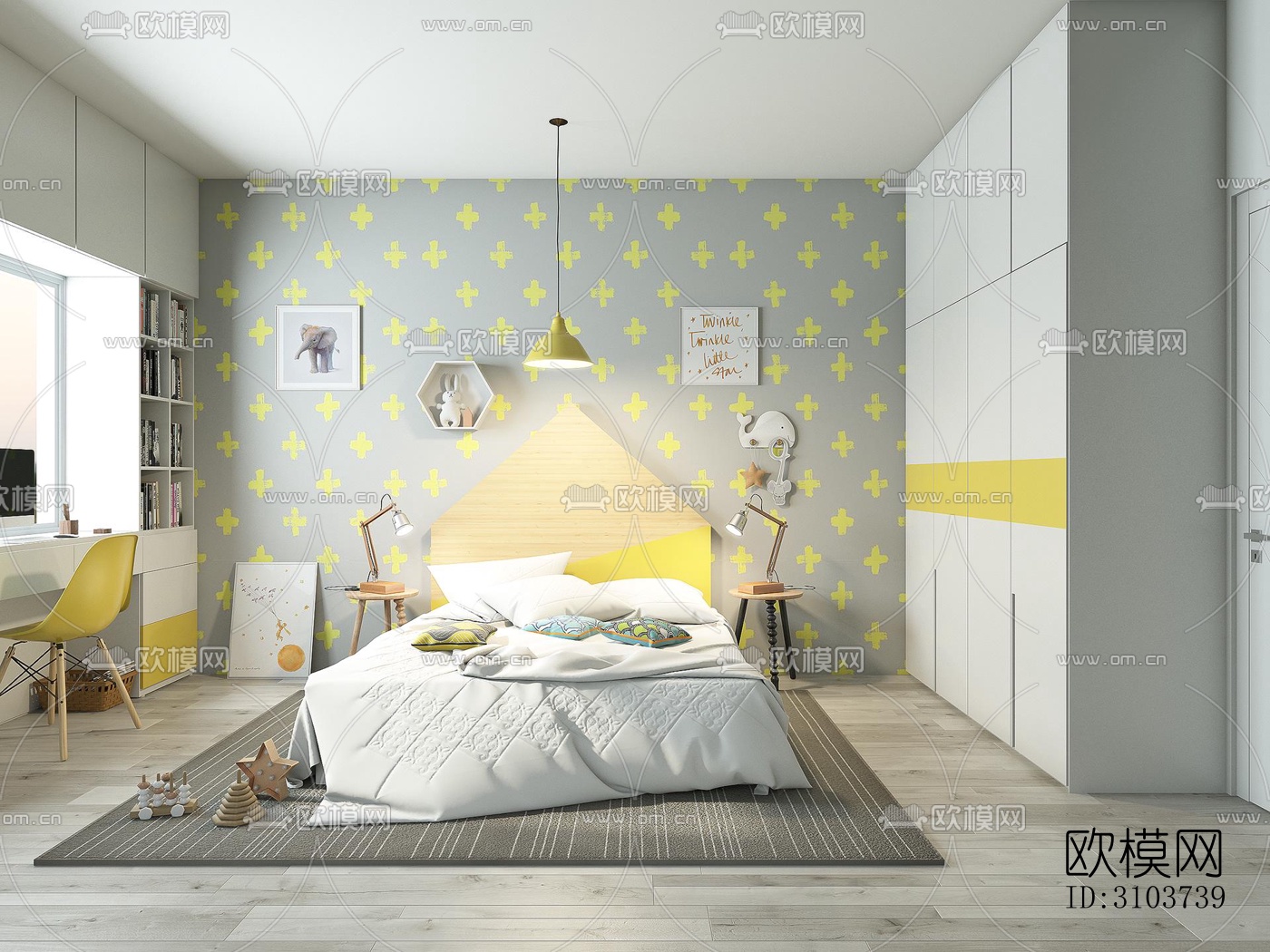 北欧儿童房效果图下载（渲染图5）