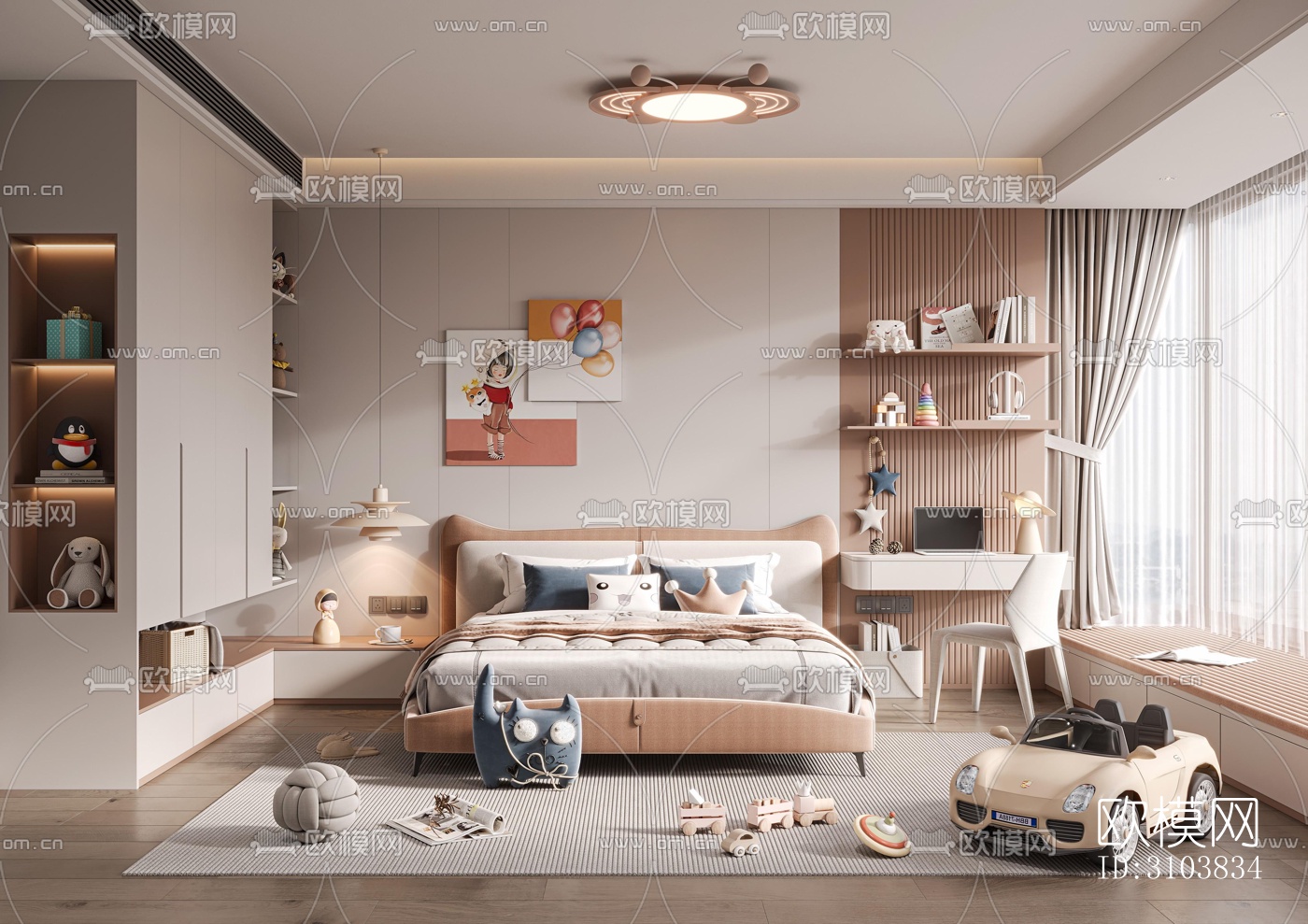北欧儿童房效果图下载（渲染图4）