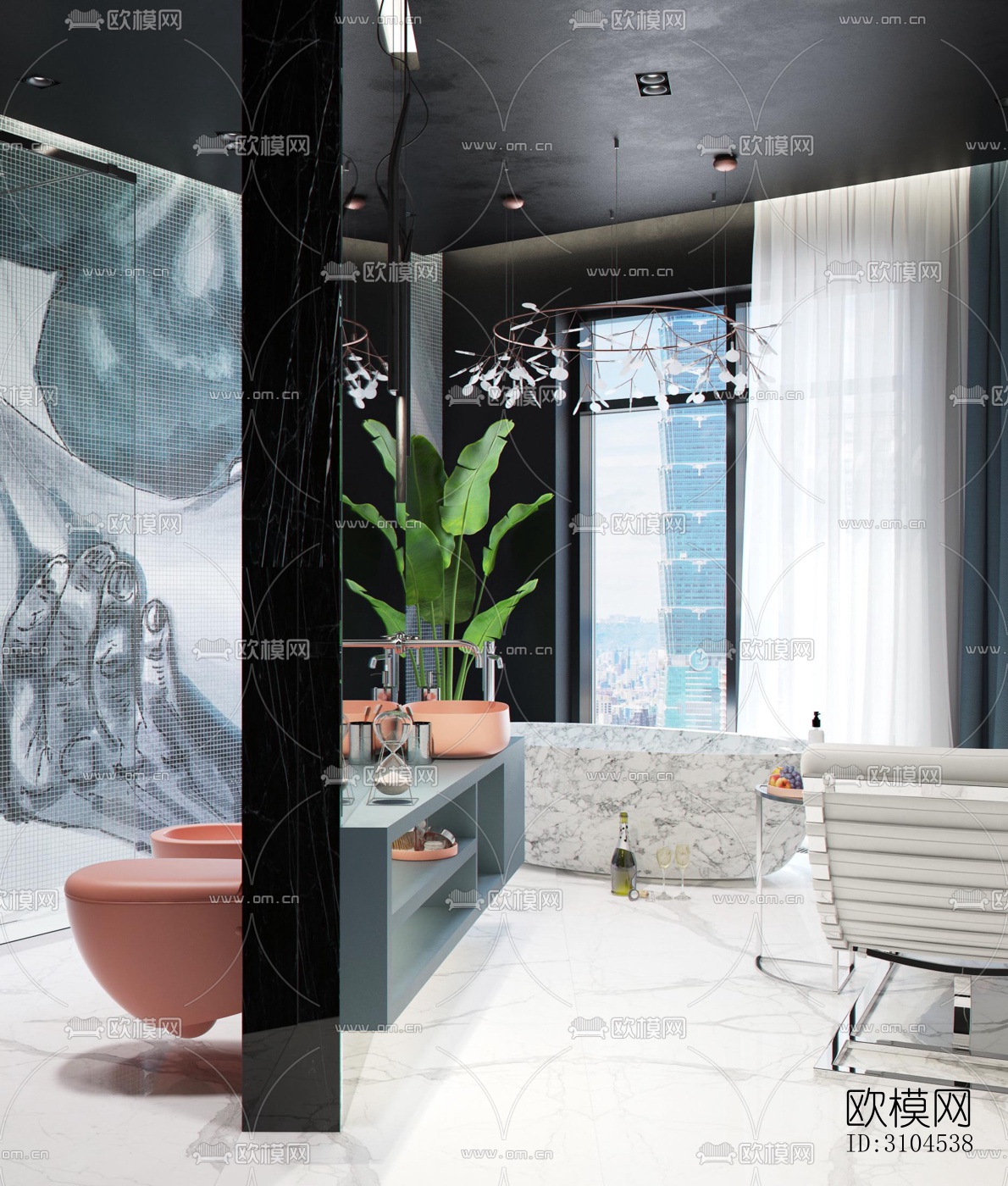 北欧卫生间效果图下载（渲染图1）