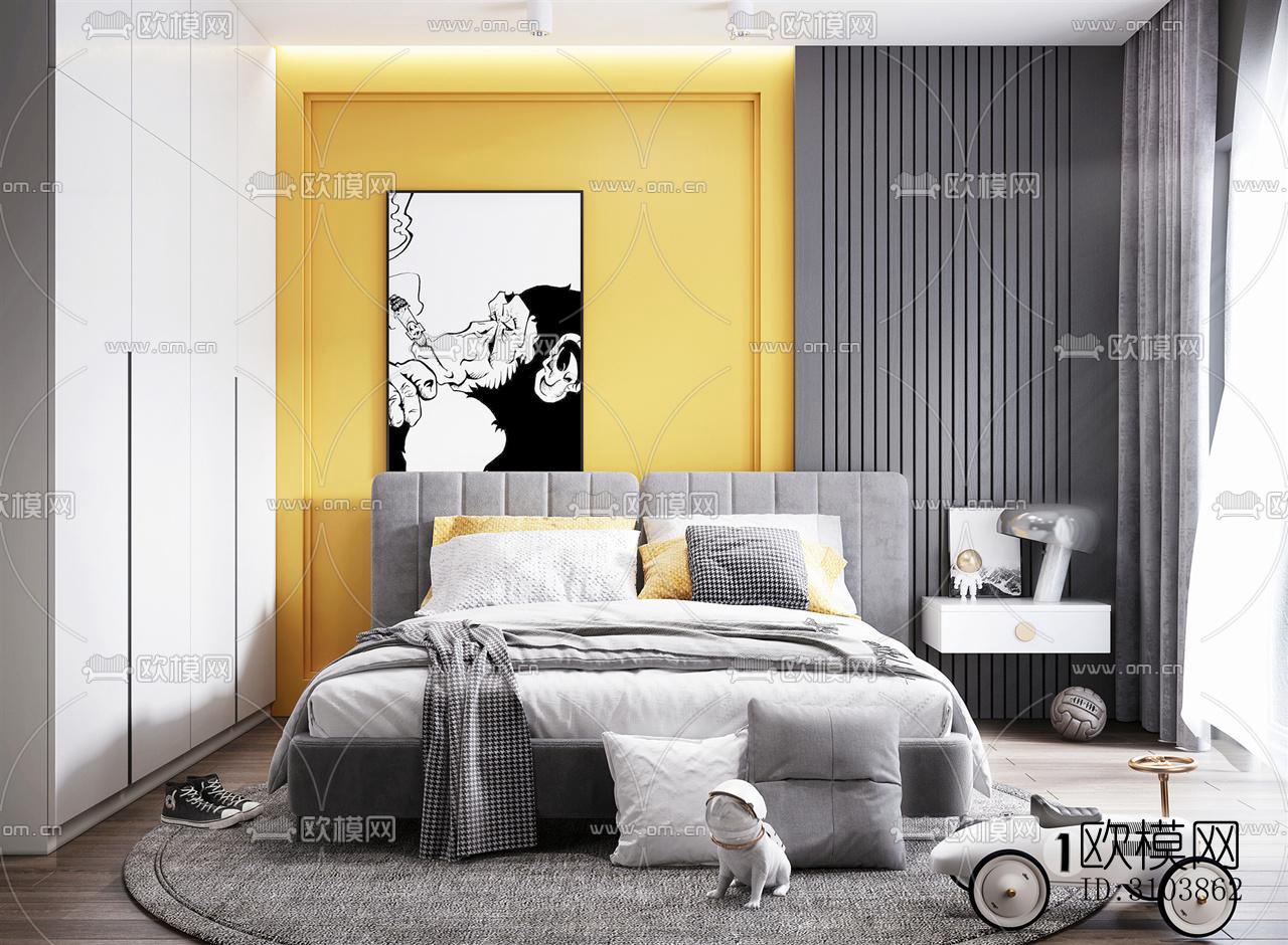 北欧儿童房效果图下载（渲染图4）