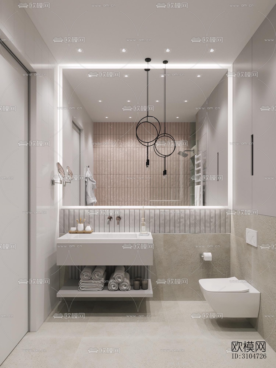 现代卫生间效果图下载（渲染图3）