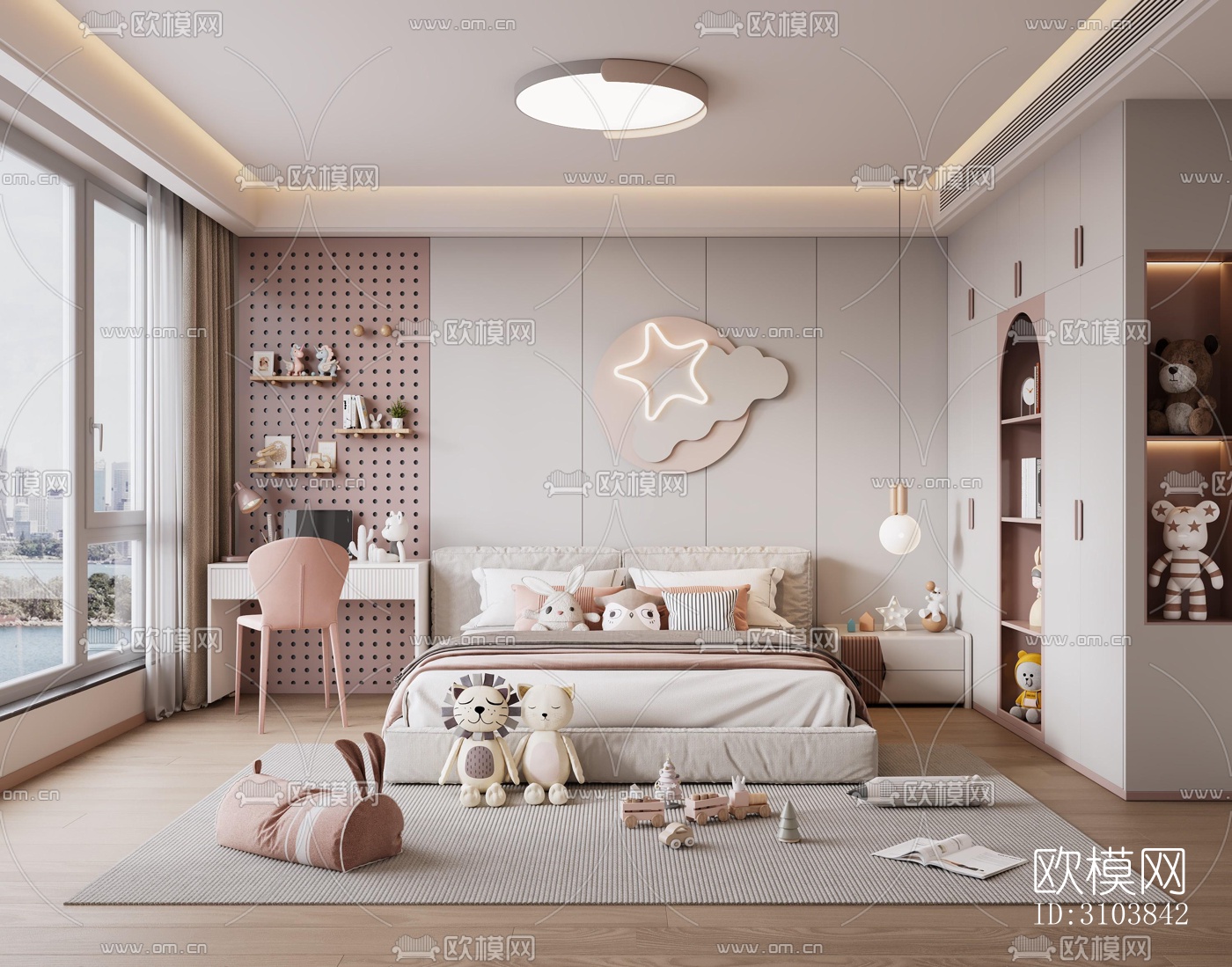 北欧儿童房效果图下载（渲染图1）
