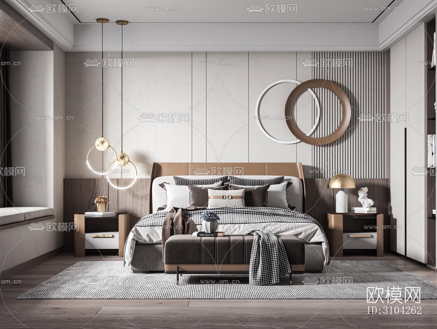 现代卧室效果图下载（渲染图3）