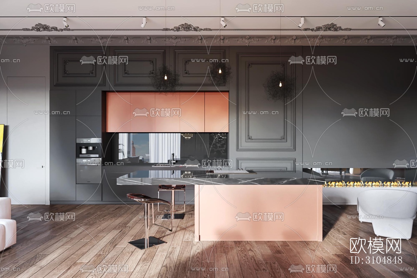 北欧厨房效果图下载（渲染图3）