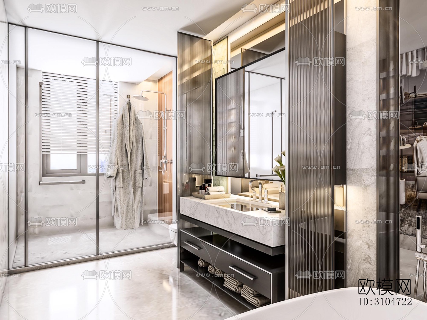 现代卫生间效果图下载（渲染图1）