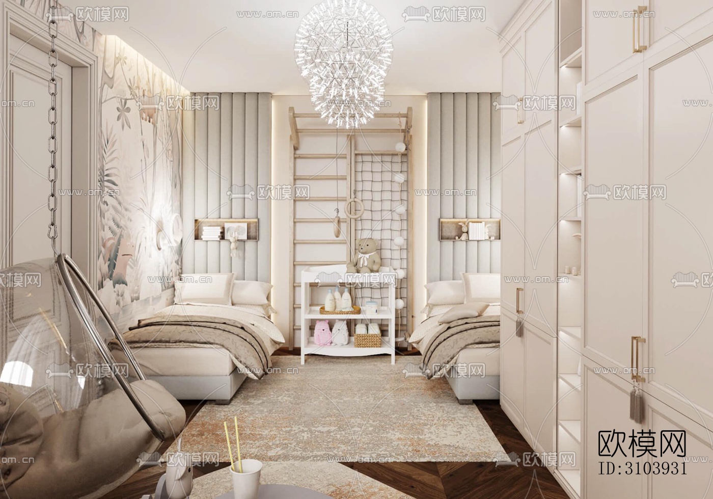 欧式儿童房效果图下载（渲染图1）