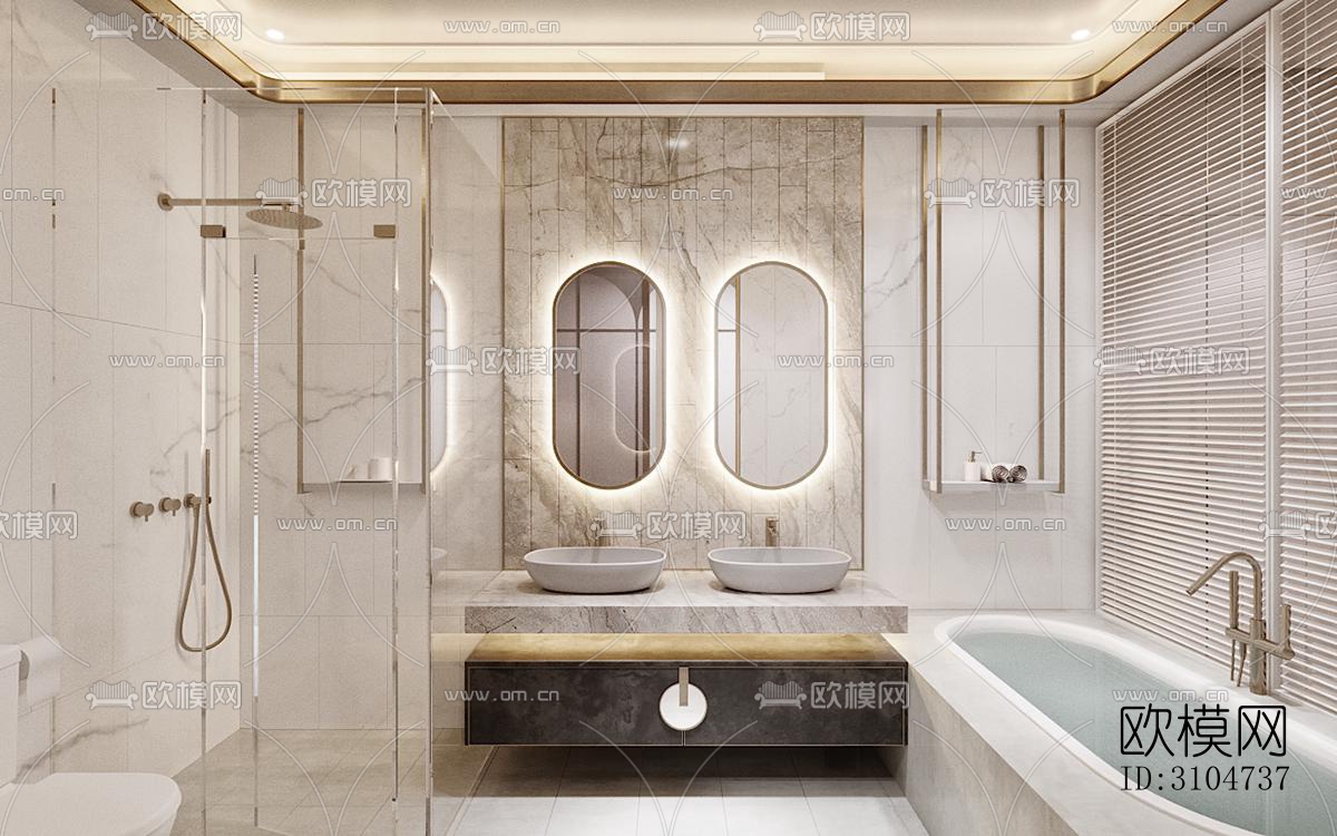 现代卫生间效果图下载（渲染图1）