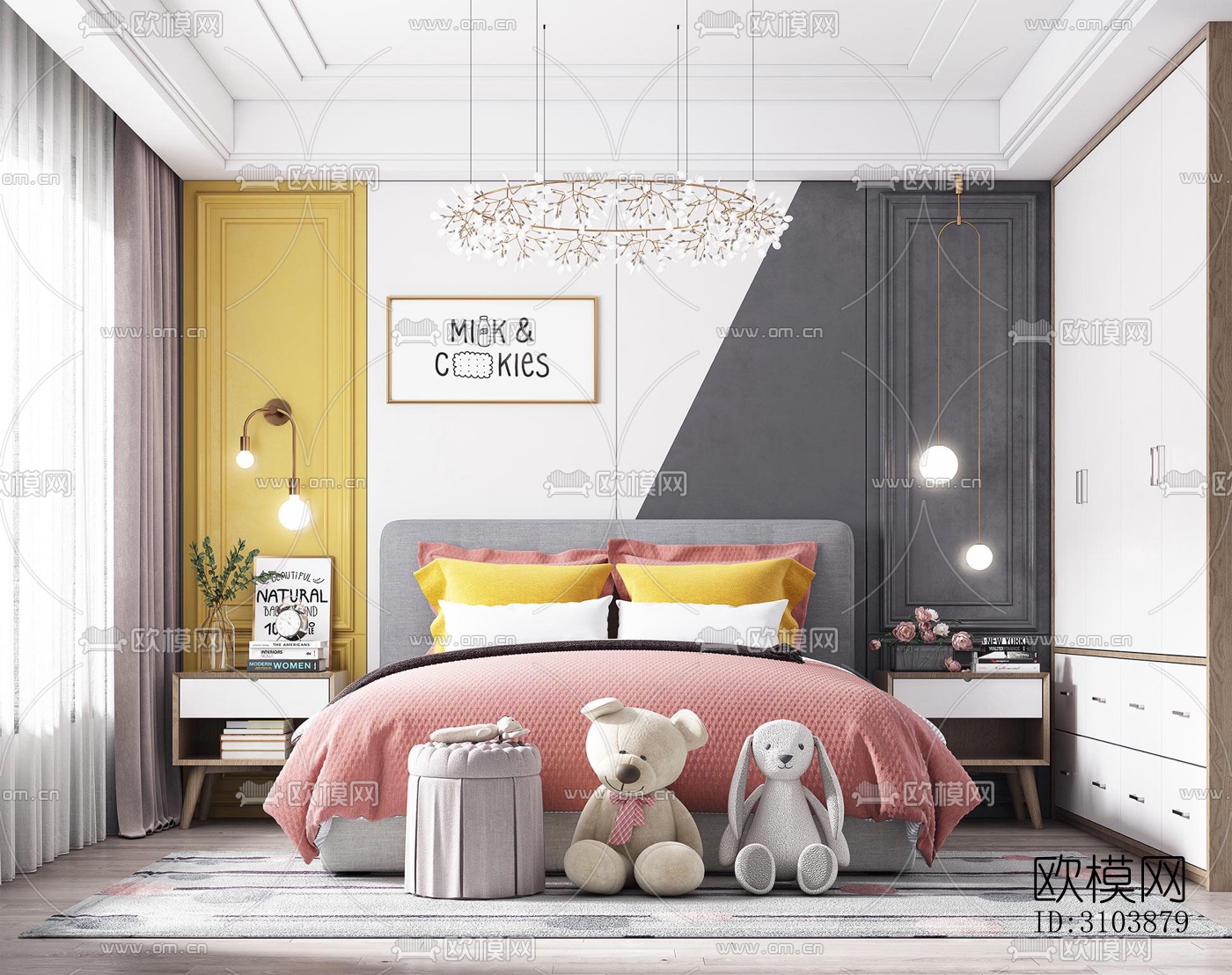 北欧儿童房效果图下载（渲染图3）