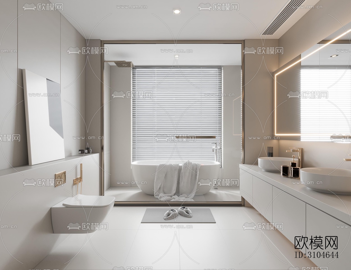 现代卫生间效果图下载（渲染图3）