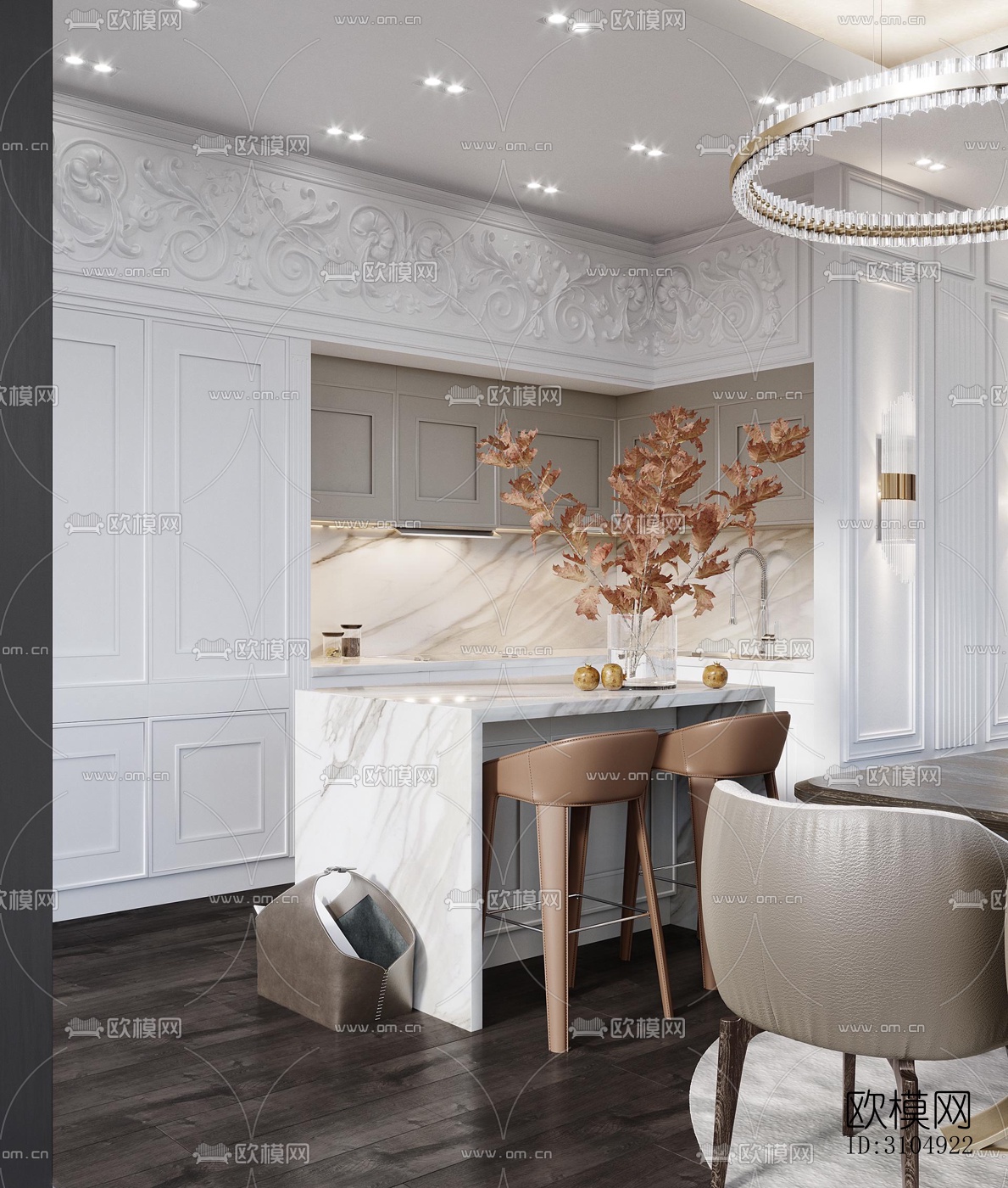 法式厨房效果图下载（渲染图5）