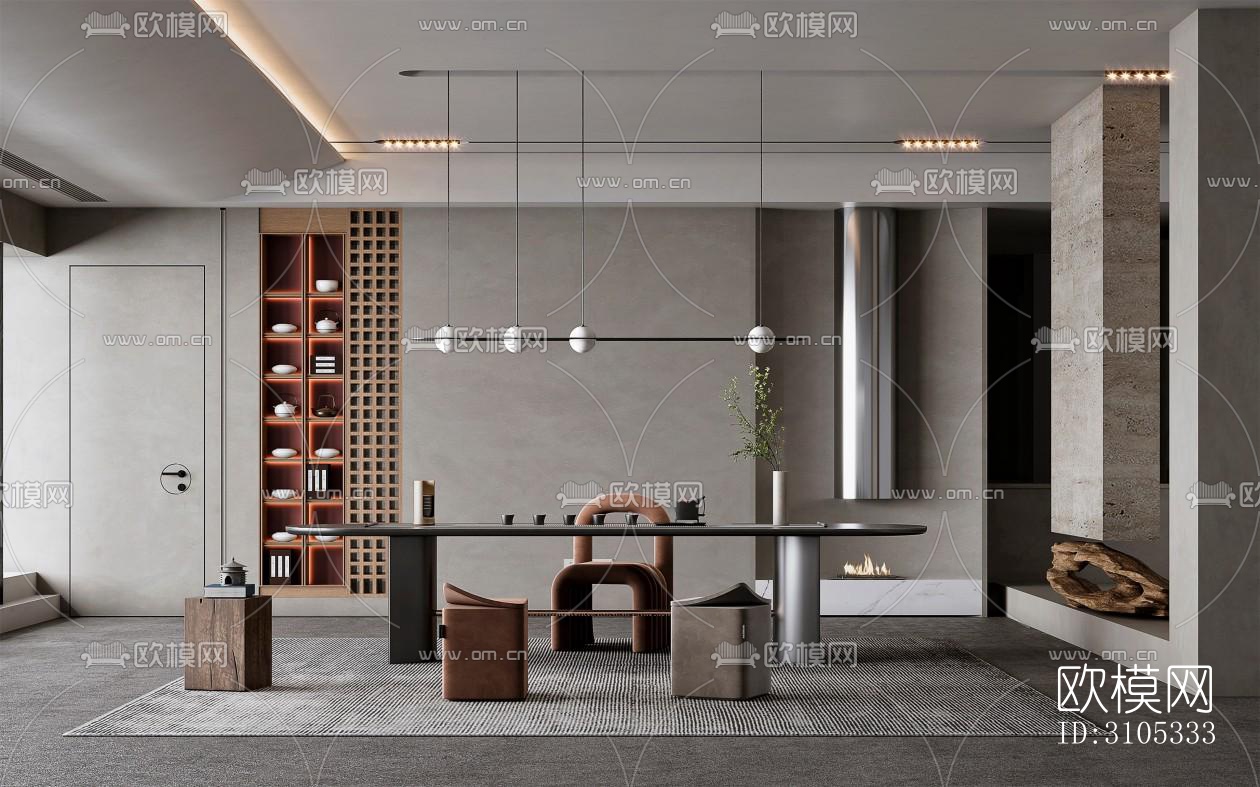 高级灰茶室效果图下载（渲染图3）