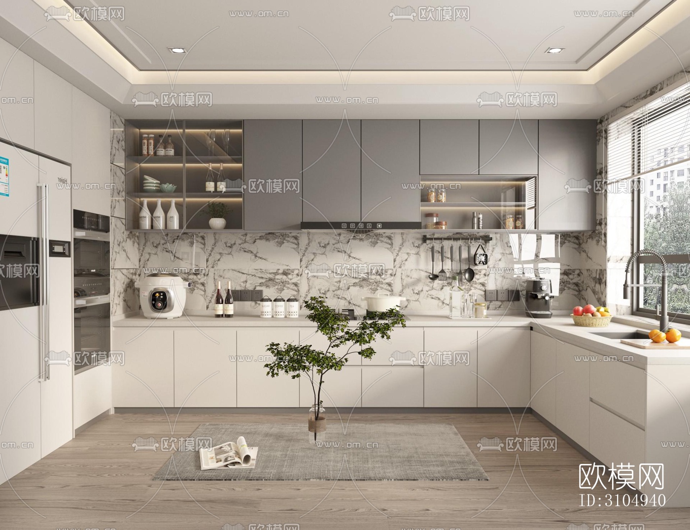 现代厨房效果图下载（渲染图10）