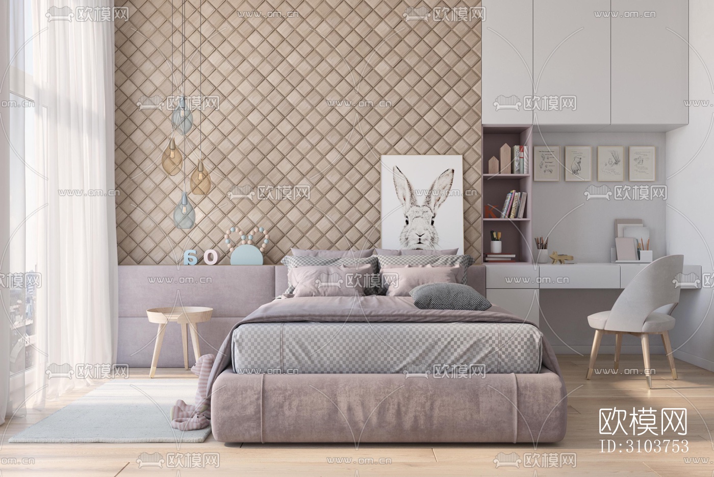 北欧儿童房效果图下载（渲染图1）