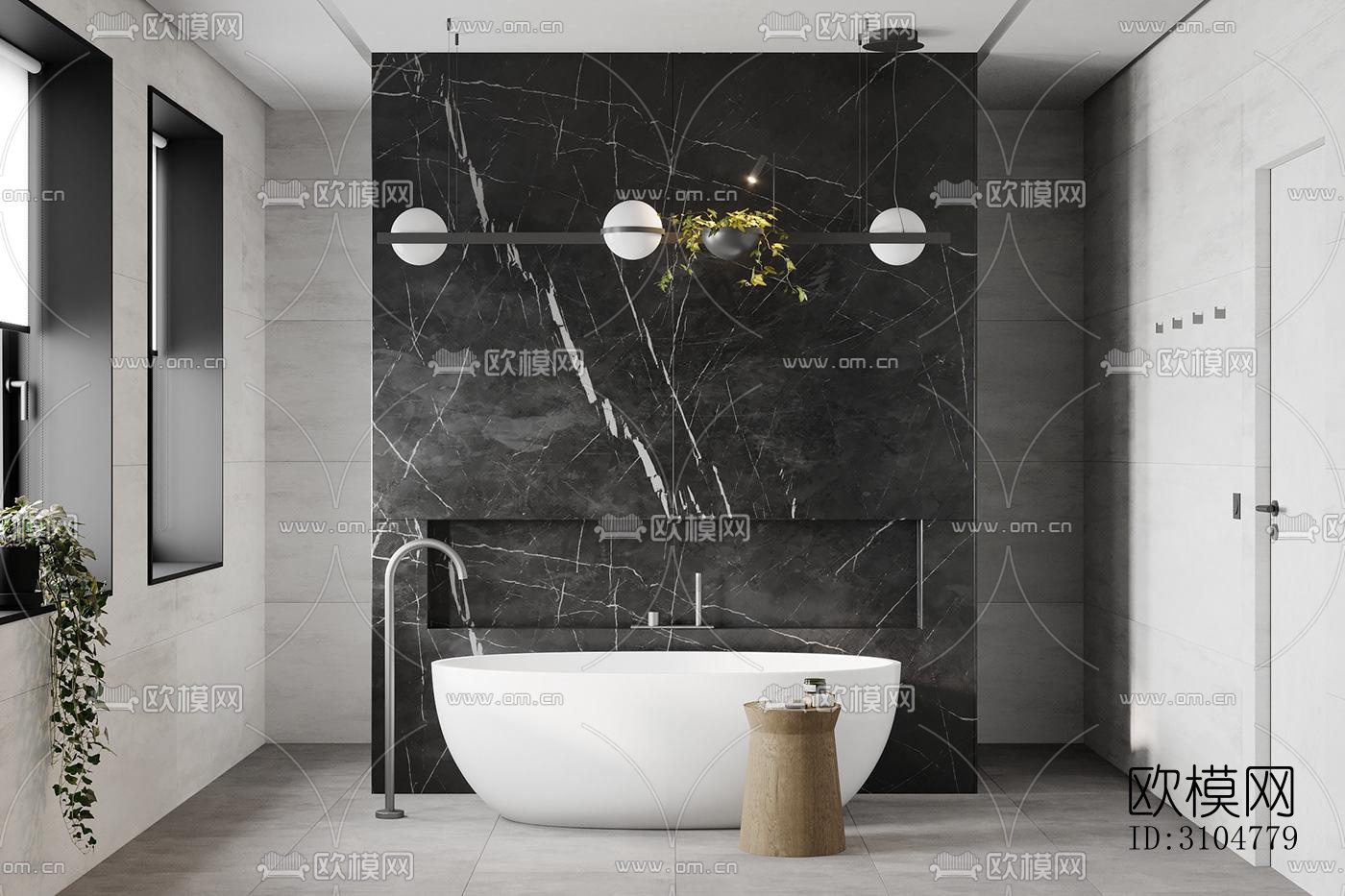 高级灰卫生间效果图下载（渲染图3）