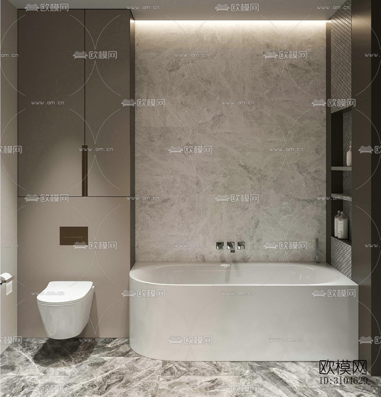 现代卫生间效果图下载（渲染图1）