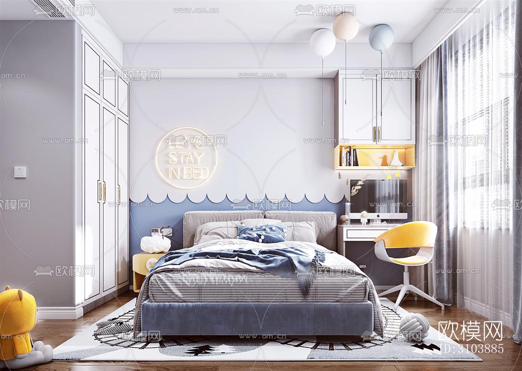 北欧儿童房效果图下载（渲染图3）