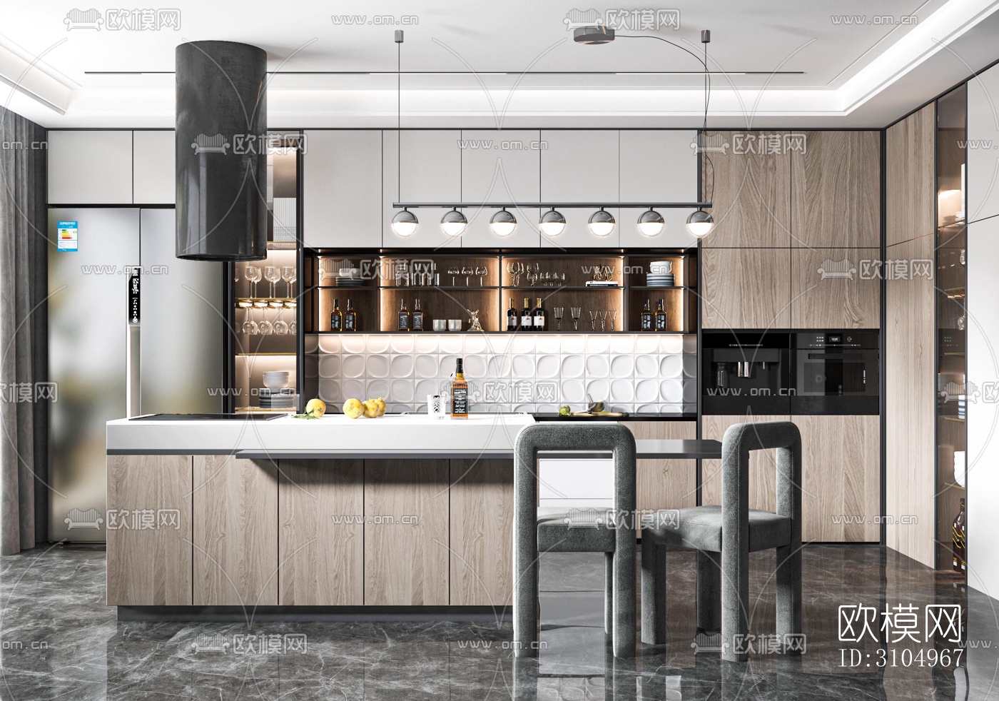 现代厨房效果图下载（渲染图5）