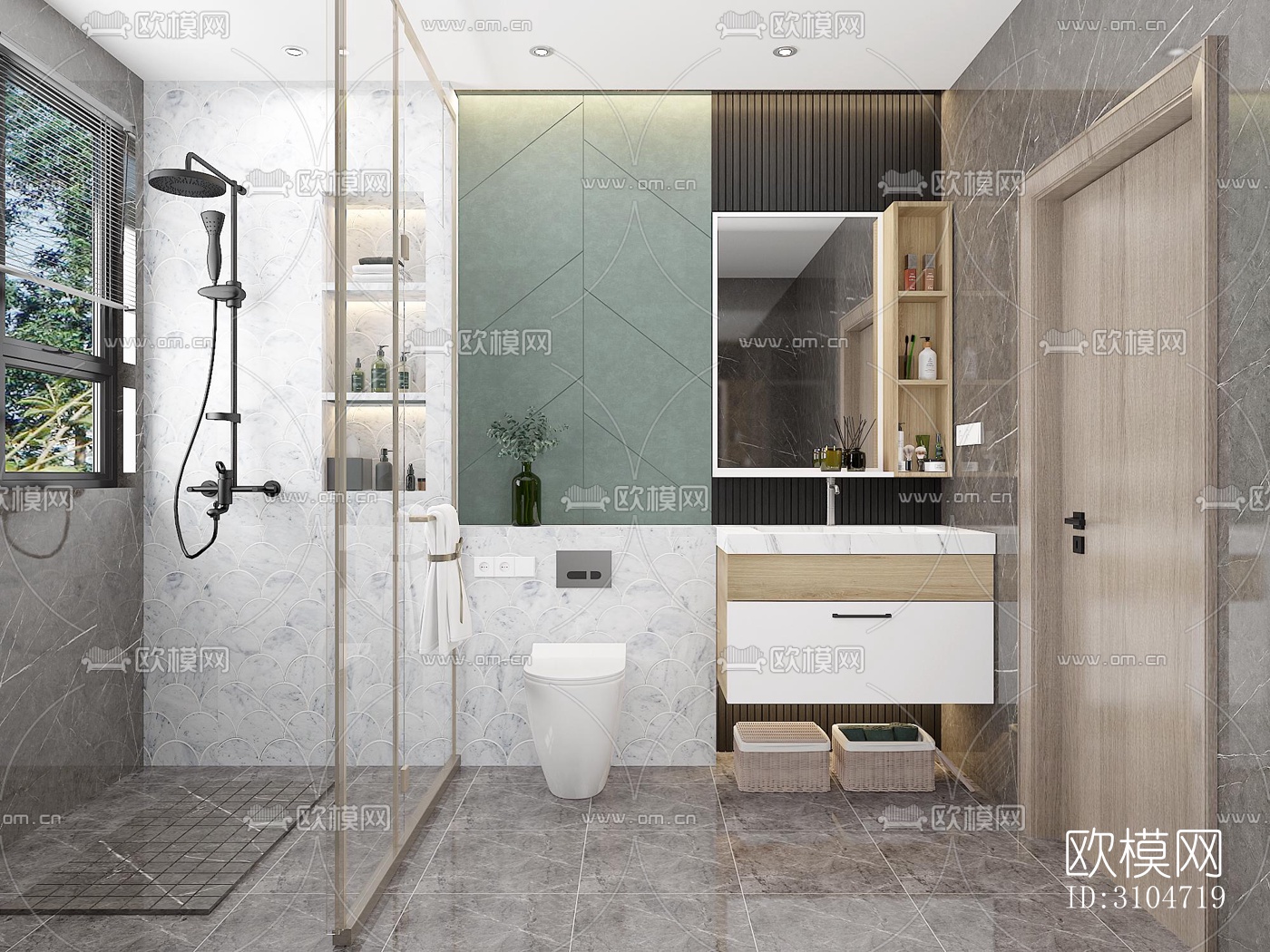 现代卫生间效果图下载（渲染图5）