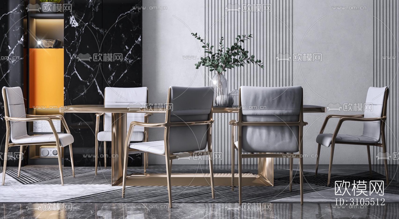现代餐厅效果图下载（渲染图1）