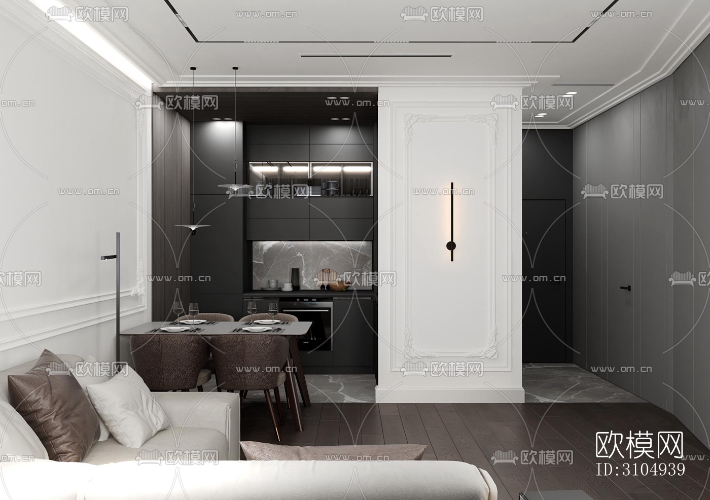 现代厨房效果图下载（渲染图2）