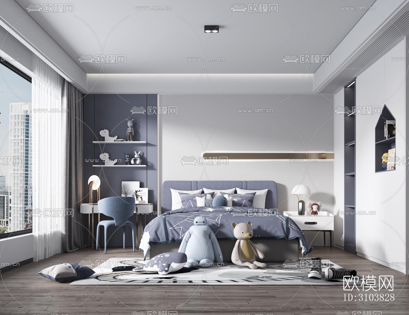 北欧儿童房效果图下载（渲染图4）