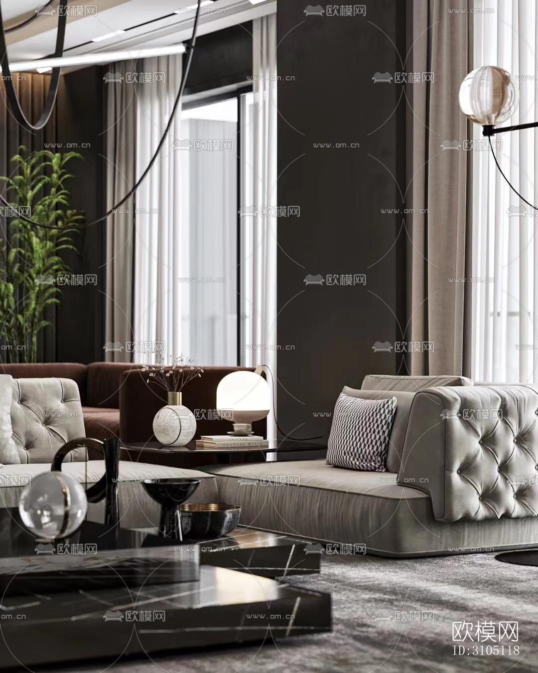 现代平层效果图下载（渲染图4）